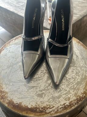 Emporio Armani Metallic Silver Heels